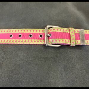 Preppy Pink & Green Canvas & Ribbon Belt sz M